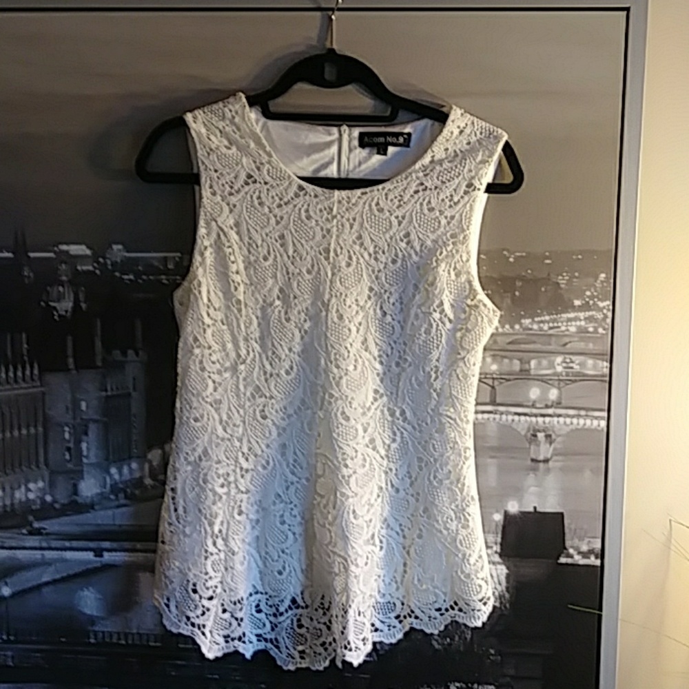 Acom No. 9. White lace top.